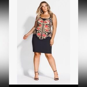 City Chic 22 black floral midi dress NWT